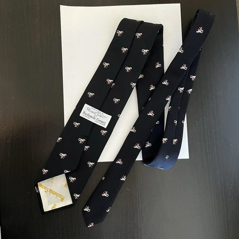Robert Talbott VTG 60's‎ Equestrian Tie Horse Silk/Poly England Florida Collab